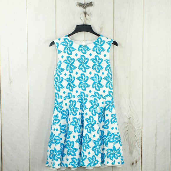 Diane Von Furstenberg Dresses & Skirts - Diane von Furstenberg Blue Floral Print Flare Mini Dress Size 14